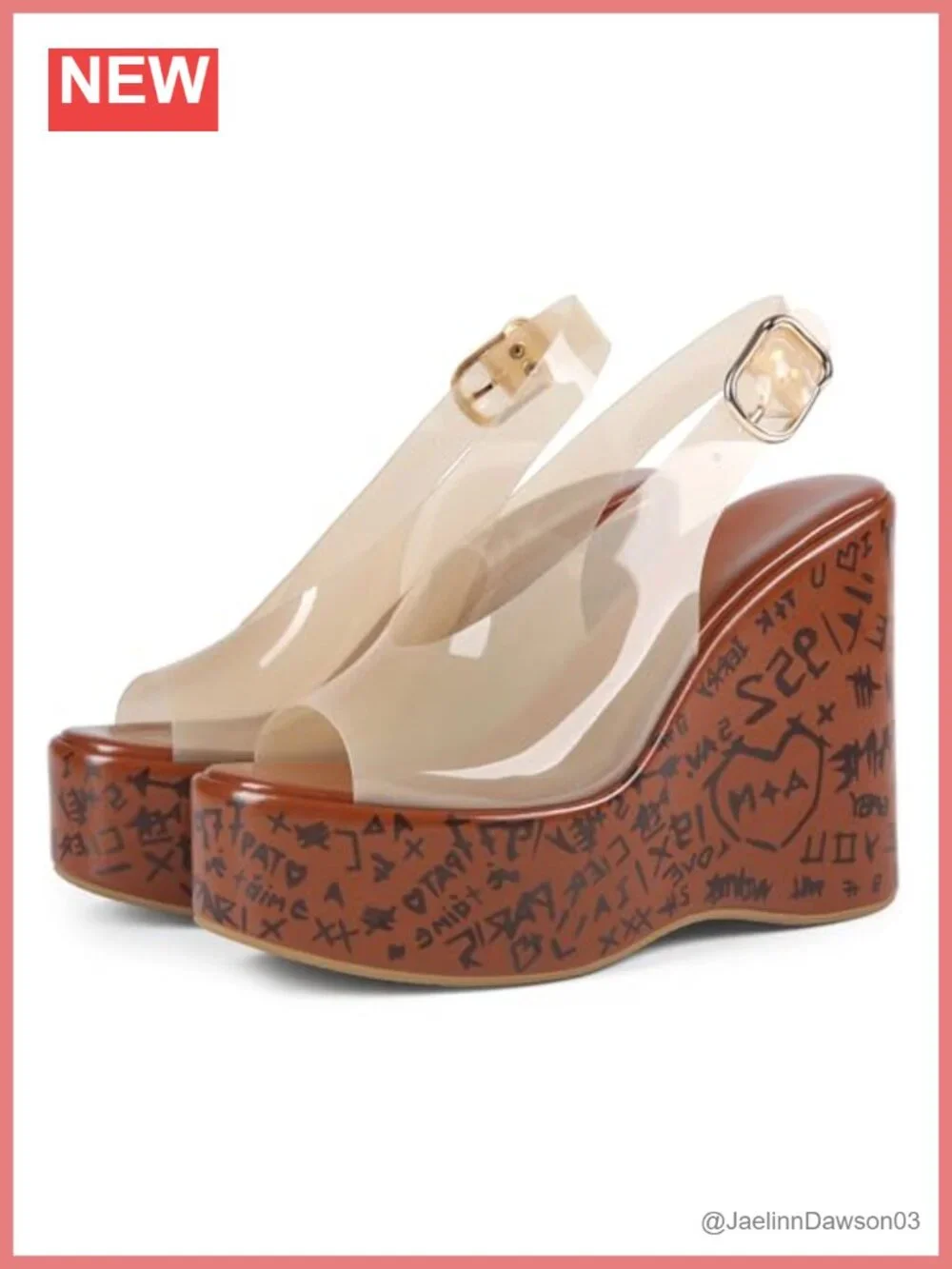 Clear Platform Wedge Heels for Women Chunky Slingback Summer Sandals Open Toe